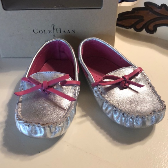 Cole Haan Other - Cole Haan Silver Leather Mocs, Toddler, 6